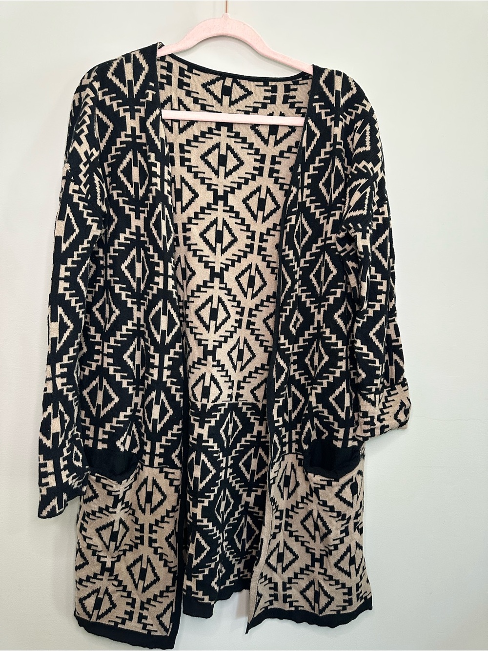 Romeo & Juliet | Aztec Print Cardigan Size Large Open Front | 100% Cotton